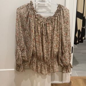 Floral Print Ruffle Blouse